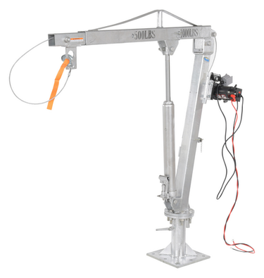 Galvanized Steel DC Powered Winch Truck Jib Crane 500 Lb. Extended Capacity Gray